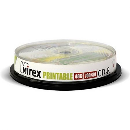  CD-R Mirex Printable 700 Mb 48x, Cake Box, 10 (120038A8L)