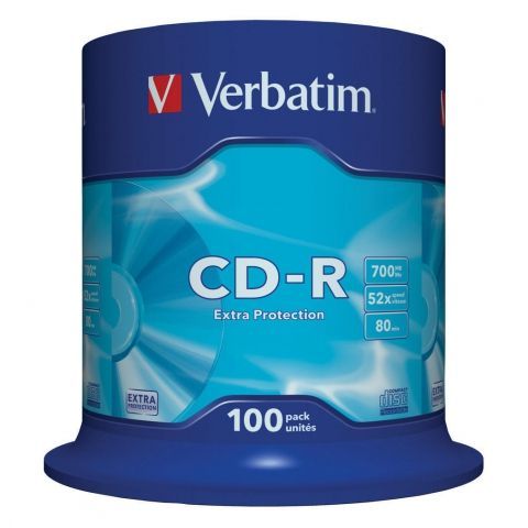  CD-R Verbatim 700Mb Extra Protection 52x, Cake Box, 100 (43411)