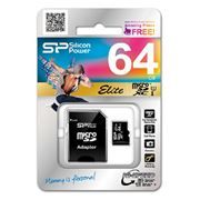   Micro SDXC 64Gb Silicon Power Elite Class 10 UHS-I 85/15/ +  SD