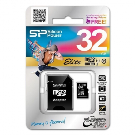   Micro SDHC 32Gb Silicon Power Elite U1 +  SD (SP032GBSTHBU1V10SP)