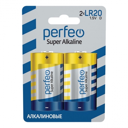 ��������� D Perfeo Super Alkaline, LR20/2BL, ��������, 2 ��, �������