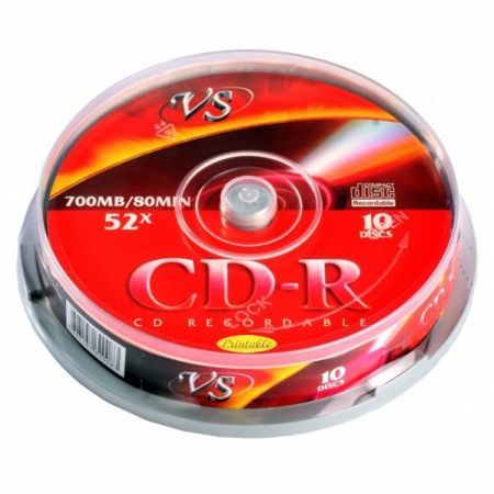  CD-R VS 700Mb Ink Printable 52x, Cake Box, 10 (VSCDRIPCB1001)