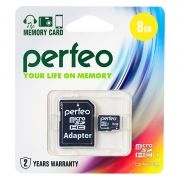   Micro SDHC 8Gb Perfeo Class 10 +  SD (PF8GMCSH10A)