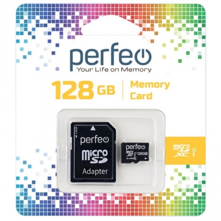   Micro SDXC 128Gb Perfeo Class 10 UHS-I +  SD (PF128GMCSX10U1A)