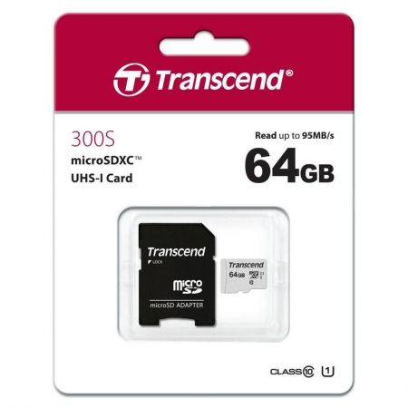   Micro SDXC 64Gb Transcend 300S Class 10 UHS-I U1+  SD (TS64GUSD300S-A)