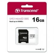   Micro SDHC 16Gb Transcend 300S Class 10 UHS-I U1 +  SD (TS16GUSD300S-A)