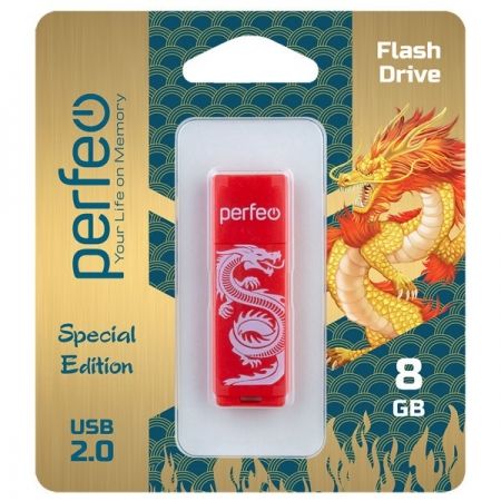 8Gb Perfeo C04 Red Dragon USB 2.0 (PF-C04RD008)