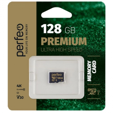   Micro SDXC 128Gb Perfeo Class 10 U3 V30 (PF128GMCSX10V30)