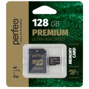   Micro SDXC 128Gb Perfeo Class 10 U3 V30 +  SD (PF128GMCSX10V30A)