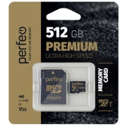   Micro SDXC 512Gb Perfeo Class 10 U3 V30 +  SD (PF512GMCSX10V30A)