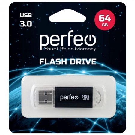 64Gb Perfeo C14 Metal Series Black USB 3.0 (PF-C14B064ES)