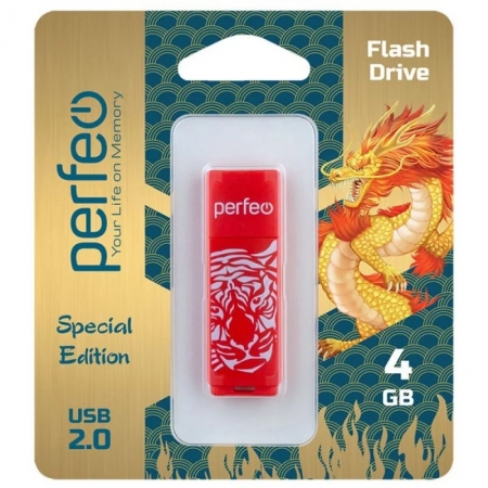 4Gb Perfeo C04 Red Tiger USB 2.0 (PF-C04RT004)