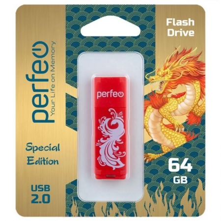 64Gb Perfeo C04 Red Phoenix USB 2.0 (PF-C04RP064)