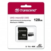   Micro SDXC 128Gb Transcend 330S U3 V30 A2, 100/85 /c +  SD (TS128GUSD330S)