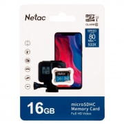   Micro SDHC 16Gb Netac P500 Class 10 UHS-I U1 80 /c   (NT02P500STN-016G-S)