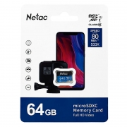  Micro SDXC 64Gb Netac P500 Class 10 UHS-I U1 80 /c   (NT02P500STN-064G-S)