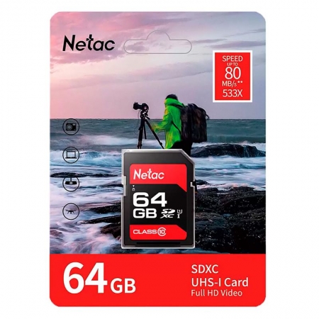   SDXC 64Gb Netac P600 Class 10 UHS-I 80 /c (NT02P600STN-064G-R)