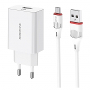   Borofone BA21A, QC3.0 3A USB +  Micro USB, 