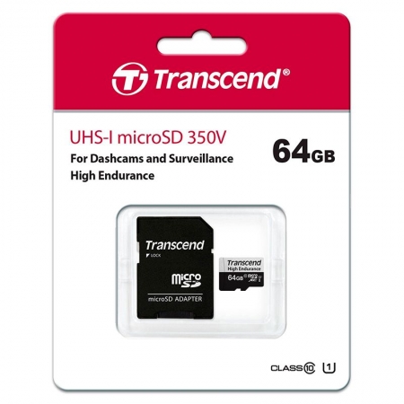   Micro SDXC 64Gb Transcend 350V High Endurance Class 10 U1+  SD (TS64GUSD350V)
