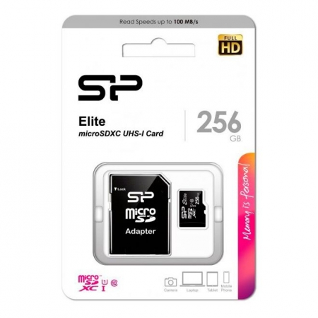   Micro SDXC 256Gb Silicon Power Elite U1 +  SD (SP256GBSTXBU1V10SP)