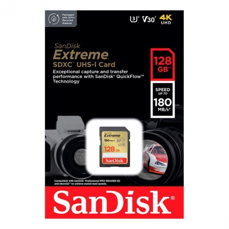   SDXC 128Gb SanDisk Extreme U3 V30, 180/ (SDSDXVA-128G-GNCIN)