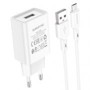   Borofone BA68A, 2.1 USB +  Micro USB, 