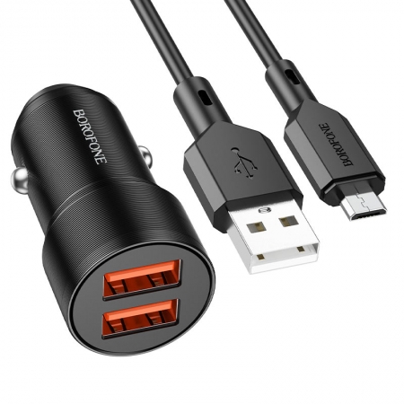    Borofone BZ19, 2.4A 2xUSB +  Micro USB, , 