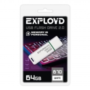 64Gb Exployd 670 White USB 2.0 (EX-64GB-670-White)