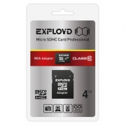   Micro SDHC 4Gb Exployd Class 10 +  SD (EX004GCSDHC10-AD)