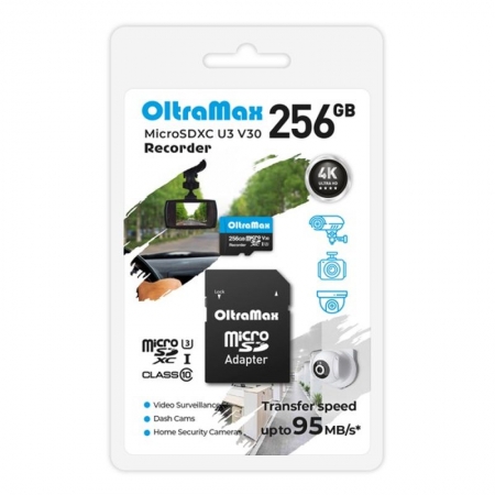   Micro SDXC 256Gb OltraMax Recorder U3 V30 +  SD (OM256GCSDXC10-U3-V30)