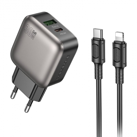   Borofone BAS55A, QC3.0/PD 30W USB A+C +  Type C - Lightning, 