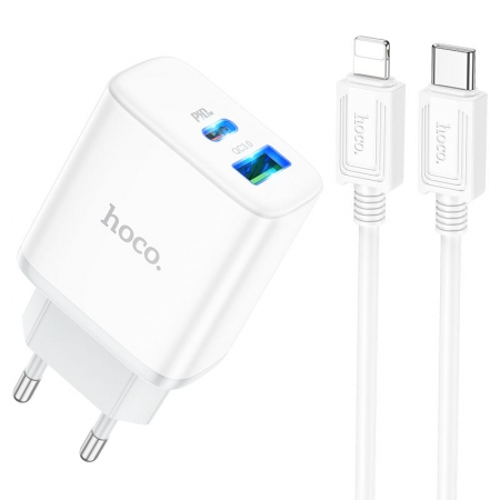   Hoco C105A, QC3.0/PD 20W USB A+C +  Type C - Lightning, 
