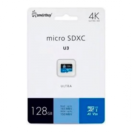   Micro SDXC 128Gb Smartbuy Ultra U3 V30 A2 165/150 /   (SB128GBSDU3UL01)