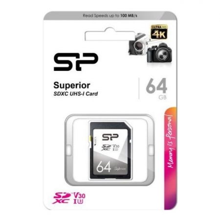   SDXC 64Gb Silicon Power Superior Class 10 UHS-I U3, 100/80/ (SP064GBSDXCV3V10)
