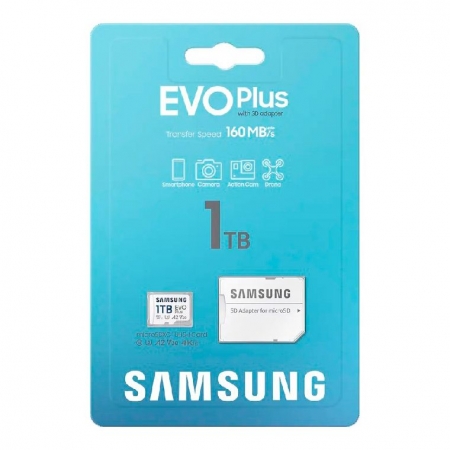   Micro SDXC 1Tb Samsung EVO+ U3 A2 V30, R160 / +  SD (MB-MC1T0SA/EU)