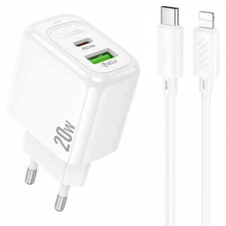   Hoco CS54A, QC3.0/PD 20W USB A+C +  Type C - Lightning, 
