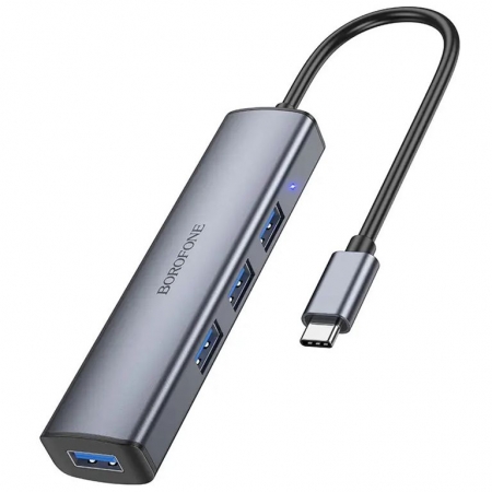 HUB 4-port Borofone DH12, USB 3.0,  Type C, 