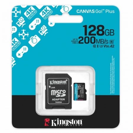   Micro SDXC 128Gb Kingston Canvas Go Plus U3 V30 A2 +  SD (SDCG4/128GB)