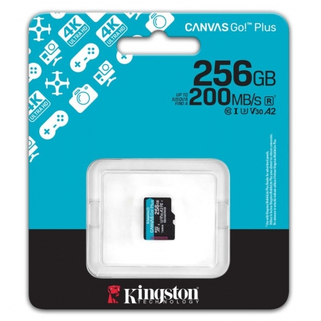   Micro SDXC 256Gb Kingston Canvas Go Plus U3 V30 A2   (SDCG4/256GBSP)
