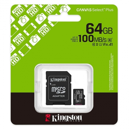   Micro SDXC 64Gb Kingston Canvas Select Plus U1 V10 A1 +  SD (SDCS3/64GB)