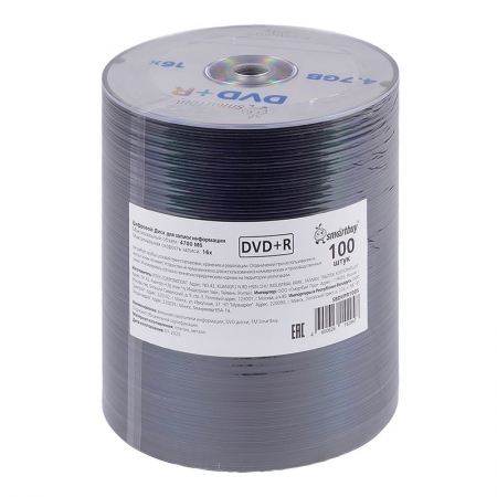 ���� DVD+R Smartbuy 4,7 Gb 16x, Bulk, 100�� (SBDVPR100S)