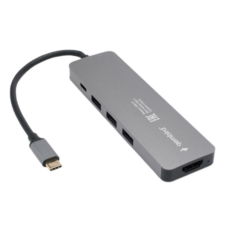 HUB Gembird UHB-D1 5�1, 3xUSB3.1, Type-C PD100W, HDMI, ������ Type C, ������