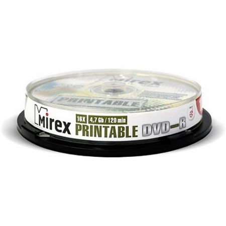  DVD-R Mirex 4,7 Gb 16x Printable, Cake Box, 10 (UL130028A1L)