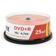 ���� DVD+R Mirex 4,7 Gb 16x, Cake Box, 25�� (UL130013A1M)